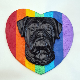 Dog Heart Plaque Boxer Rainbow