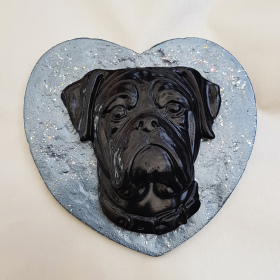 Dog Heart Plaque Boxer Pewter