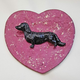 Dog Heart Plaque Dachshund Autumn Gold