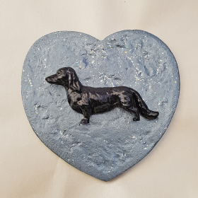 Dog Heart Plaque Dachshund Pewter