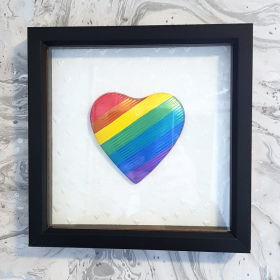 3D Rainbow Heart Box Framed Embossed V16