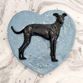 Dog Heart Plaque Greyhound Pewter Silver