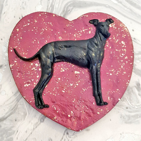 Dog Heart Plaque Greyhound Autumn Gold
