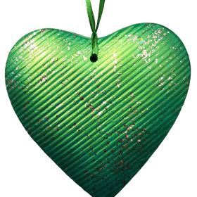 Large Heart Green and Silver