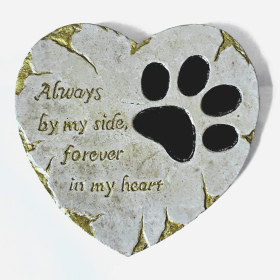 Dog Heart Plaque (Grey-Gold) 