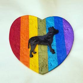 Dog Heart Plaque Staffy Rainbow