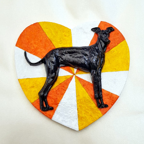 Dog Heart Plaque Greyhound Sunburst