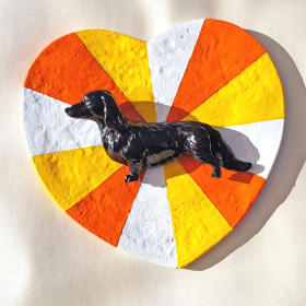 Dog Heart Plaque Dachshund Sunburst