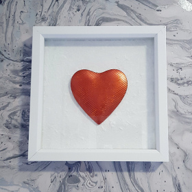 3D Bronzed Heart Framed with White Hand-Painted V3