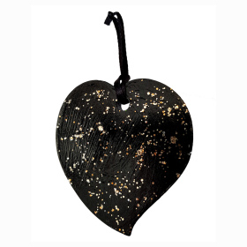 Small Heart Black with Gold Splatter