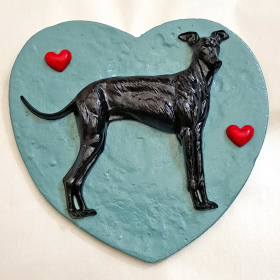 Dog Heart Plaque Greyhound Blue Mist