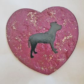 Dog Heart Plaque Staffy Autumn Gold