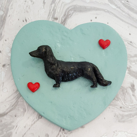 Dog Heart Plaque Dachshund Blue Mist