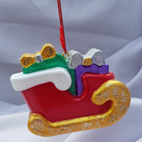 Christmas Tree Decoration Santa Sleigh Handmade & Hand-Painted