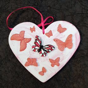 Heart Butterflies Raspberry Ripple